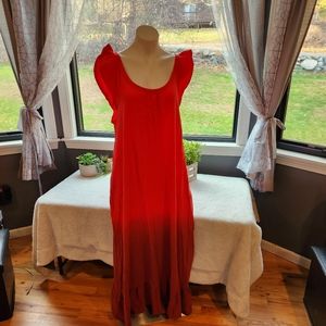 B1G1! NWT Ombre Maxi Knit Tie Dye Dress! Red/Coral colors | Size XL 16-18